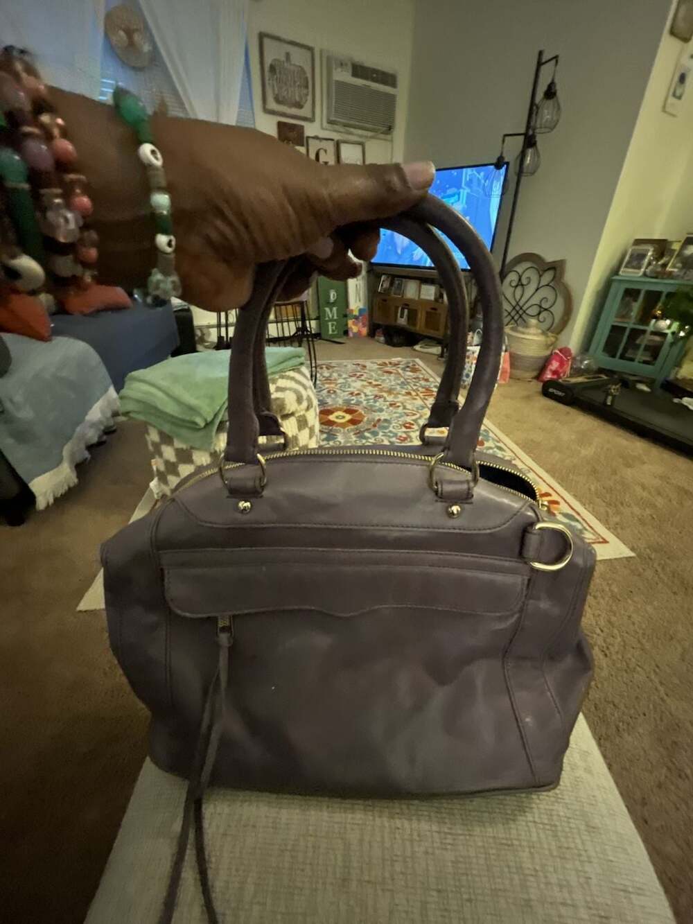 Rebecca Minkoff Purple Leather Satchel Handbag